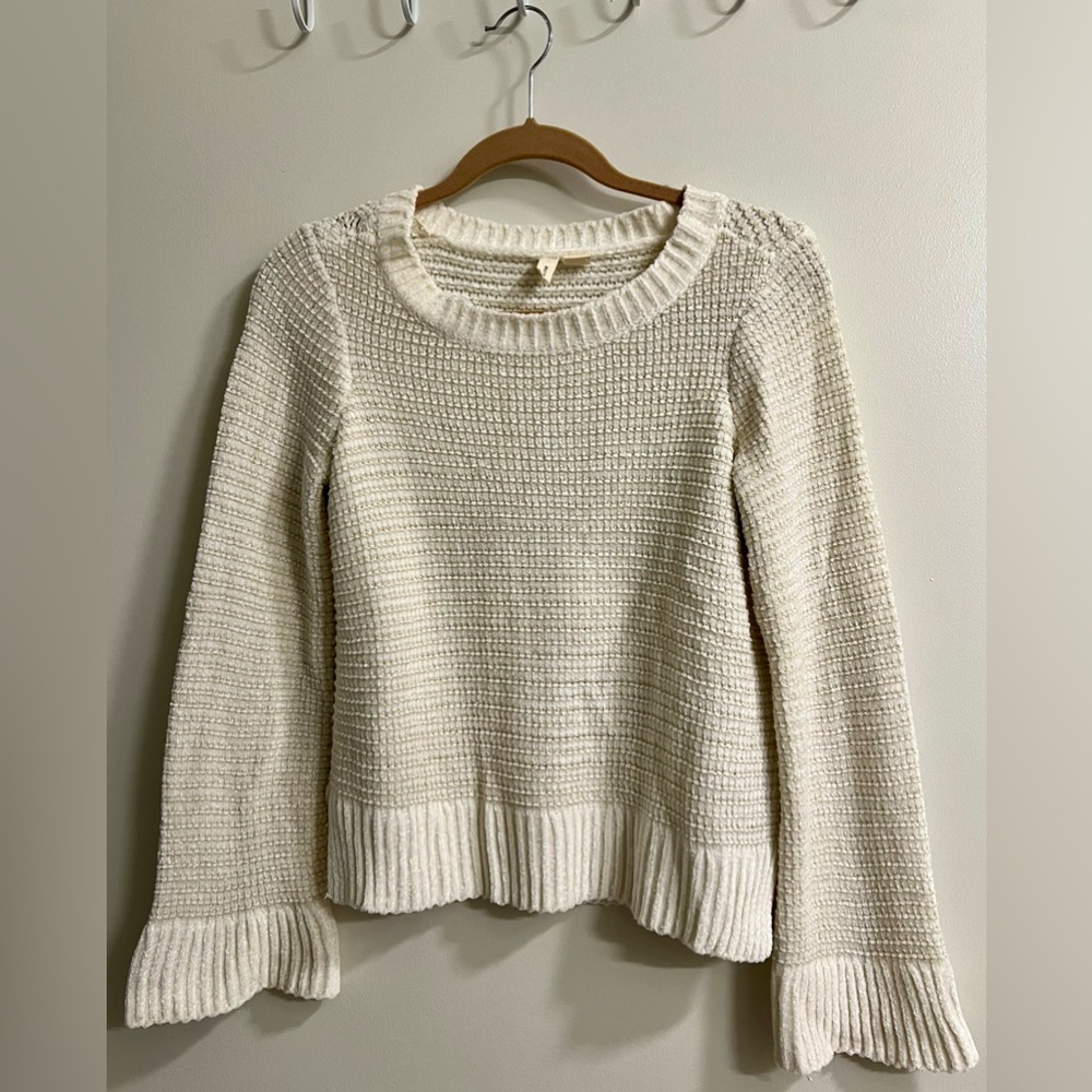 Moth | Women’s Cozy Cream and Metallic Gold Knit Sweater